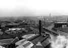 View from Victoria Station towards Attercliffe showing (centre) Thomas W. Ward Ltd, Albion Works, Savile Street and (right)  Effingham Street Gas Works and gas holder