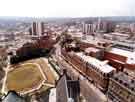 View: s43200 View of City Centre from Town Hall showing (centre) Pinstone Street, (left) Peace Gardens and Redvers House, (top centre) The Moor and (top right) Telephone House