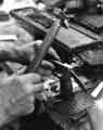 Rodger Leadbeater knocking up a lock knife, Joseph Elliot and Sons Ltd,, Sylvester Works, cutlery manufacturers, Sylvester Street 