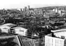 View over Netherthorpe from Pye Bank flats showing (top right) Martin Street flats and Crookesmoor recreation ground and (top centre) Netherthorpe Flats, University Arts Tower and Royal Hallamshire Hospital