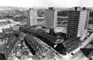 View over Netherthorpe from University Arts Tower showing (centre) Netherthorpe flats (bottom right) Bolsover Street and (behind flats) Netherthorpe Road