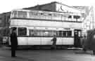 Tram No.536 waiting to be broken up for scrap at T.W. Ward Ltd.,Tinsley Tram No.536 waiting to be broken up for scrap at T.W. Ward Ltd.,Tinsley