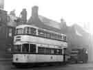Tram No.536 leaving Tinsley Tram Depot, Sheffield Road to be broken up for scrap at T.W. Ward Ltd.,Tinsley Tram No.536 leaving Tinsley Tram Depot, Sheffield Road to be broken up for scrap at T.W. Ward Ltd.,Tinsley