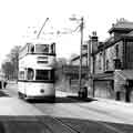Tram No.222 on Leopold Street with stream line tram following Tram No.222 on Leopold Street with stream line tram following