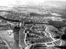 Aerial view of Gleadless Valley Estate showing (left) Norton Avenue and Herdings Primary School (centre left) Herdings Tower Blocks, Raeburn Road and (back) Graves Park  c.1957