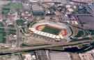 Aerial view of Don Valley Stadium built for the World Student Games with (left) Worksop Road and (foreground) Attercliffe Common and the Sheffield Canal