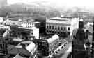 View of Surrey Street from Town Hall showing (bottom) No.117 Hibbert Bros., picture framers and fine art dealers, (centre) Central Library and Graves Art Gallery and (top) Park Hill Flats