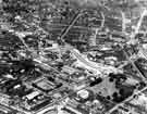 View: s44086 View of (right) Highfield and (top) the City Centre showing (centre) St. Marys Gate and Ellin Street, (right) St. Marys C. of E. Church, Bramall Lane and (bottom) Bramall Lane football ground c.1957