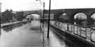 Norfolk Midland Railway bridge (foreground) and Norfolk Bridge (back), Leveson Street. View of the upstream elevation from Attercliffe Road