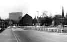 Broomspring Lane looking towards the junction with Upper Hanover Street showing (back left) construction of the Royal Hallamshire Hospital Broomspring Lane looking towards the junction with Upper Hanover Street showing (back left) construction of the Royal Hallamshire Hospital