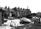 Rear of houses on Moore Street showing (right) Hanover Way and the New Inn No.108 Ecclesall Road