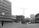 View: s44223 Junction of (centre) Eyre Street and Hereford Street showing (left) Deacon House and Barclays Bank and (centre) House of Nets, lace net curtains retailer, No.19 Cumberland Street