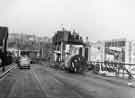 YEB road works on Woodseats Road showing Sheffield and Ecclesall Co-operative Society Supermarket at the junction of Barmouth Road and Abbeydale Road