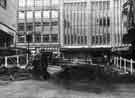 Road works at top of King Street at junction with Angel Street showing (top) T.B. and W.Cockayne Ltd., department store, Nos.1-13 Angel Street