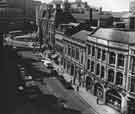 Surrey Street looking towards (left) Fargate and the Goodwin Fountain showing (right) Nos.49-55 Halifax Building Society and (centre) No.45 Channing Hall