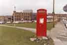 Telephone box on Devonshire Green showing (right) Devonshire Street (top right) Kennings Parts Centre, Fitzwilliam Street and (left) Surmanco Ltd., scissor manufacturers, Nos.15-33 Cavendish Street