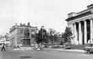 View: s44690 Barkers Pool at (left) the junction of Division Street showing the war memorial and Cambridge House and (right) the City Hall
