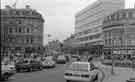 Surrey Street looking towards Town Hall Square and Barkers Pool showing (right) Beethoven House, (centre) New Oxford House and (left) Horne Brothers Ltd., tailors and gents outfitters 