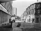 View: s44879 Pedestrianisation of Norfolk Street showing (left) Town Hall extension (also known as the Egg Box) and Redvers House and (right) Army and General Stores Ltd. No.172 Norfolk Street 