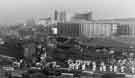 View: s44962 View from the Central Library showing (bottom) Pond Street bus station, (centre) City Council Housing department and (centre top) Hyde Park Flats and Park Hill Flats