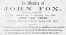 Funeral card for John Fox of Dore, aged 106 (1773 - 1879) Funeral card for John Fox of Dore, aged 106 (1773 - 1879)