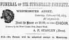 Funeral card for Sir William Sterndale Bennett in Westminster Abbey, London Funeral card for Sir William Sterndale Bennett in Westminster Abbey, London