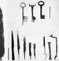 Keys and tools found during Sheffield Castle excavations, 1927 - 1930