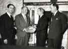 Presentation of films to (second right) John Bebbington, City Librarian, Sheffield City Libraries by the English Steel Corporation Presentation of films to (second right) John Bebbington, City Librarian, Sheffield City Libraries by the English Steel Corporation
