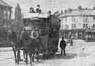 Double deck horse tram run by Sheffield Tramways Company at Nether Edge tram terminus