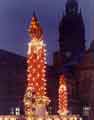 Christmas lights in the Peace Gardens showing (back) the Town Hall Christmas lights in the Peace Gardens showing (back) the Town Hall