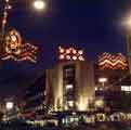 Christmas lights at junction of The Moor and Furnival Gate showing (centre) Debenhams, department store