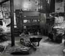 View of work shop showing old hammer machine (no longer in use), J. E. Morrison and Sons Ltd., Granville Works, auger manufacturers, Tenter Street at the junction with Broad Lane