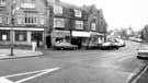 Shops on Chesterfield Road at junction with Abbey Lane (right), Meadowhead showing (left to right) Trustee Savings Bank (No.1 Abbey Lane); P. C. Hibberd (inc. Abbey Lane Post Office), newsagent and confectioners and Woods Markets