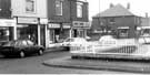 Shops at Meadowhead, Norton showing (l.to r.) Goodman Sparks, dry cleaners and launderette; Blue Peacock Salon, hairdressers; Crann's, fruiterer and fish and poultry; Rice Bowl, chinese take away and Vantage Chemist