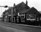 London Road at Heeley Bottom showing (right to left) No. 499 Brad's kiosk, newsagents and Matthews (Furnishers) Ltd, house furniture dealers (Nos.491-497) 
