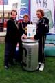 Lord Mayor, Councillor Ian Saunders and 'Hunter' from ITV Gladiators at 'Recycle City', c. 1993/4