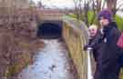 Ron Clayton (left) and Todd Micklethwaite (right) alongside the River Sheaf at Ponds Forge