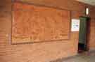 View: t08841 Mural using press-moulded brick/terracotta tiles, by Judith Bluck on wall outside public lavatories, Moorfoot