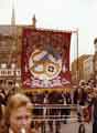 Possible National Union of Mineworkers march in Barnsley. Banner for Rossington Branch.