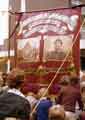 Possible National Union of Mineworkers march in Barnsley. Banner for Woolley Branch.