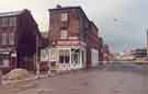 View: t09179 Junction of (left) Charles Street and (right) Arundel Gate showing (centre) Norfolk Valet Service, No.153 Arundel Gate and (left) Eyre Plating and Cutlery Ltd., Charles Street