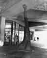 Walking Man by George Fullard, Town Hall extension steps (sited here 1985-1998)