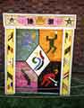 Greenhill well dressing depicting the World Student Games, outside St. Peter's C of E Church, Reney Avenue,