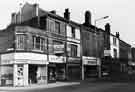 Shops on Attercliffe Road showing No. 599 Smiths Cleaners; No. 601 DER Ltd., television rentals; No. 603 Vickers and No. 605 Blaskeys (Wallpaper) Ltd., wallpaper dealers