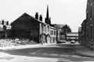 Demolition of housing on Crowther Place, Sharrow from Mount Pleasant Road showing (centre) Highfield Trinity Methodist Church 