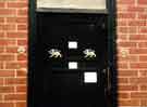 Entrance door to Parkin Silversmiths Ltd., Cornwall Works, junction of Bowling Green Street, Green Lane and Ebenezer Place