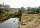 View: t10616 Dereliction at the Canal Basin showing (top left) Park Hill Flats and the Parkway / Park Square Supertram bridge
