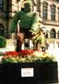 View: t10738 Steel Man floral sculpture outside the Town Hall, Pinstone Street