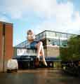 View: t10746 Model of a woman sitting on the Students Union building, University of Sheffield, Western Bank, c.1998