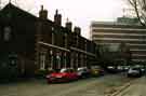 View: t10753 Houses on Leavygreave Road prior to demolition showing (right) the Hicks Building, University of Sheffield